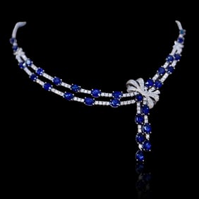 18KGOLD DIAMOND AND SAPPHIRE NECKLACE