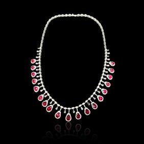 18KGOLD DIAMOND AND RUBY NECKLACE
