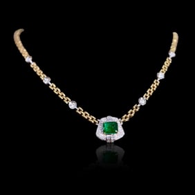 CGRL 18KGOLD DIAMOND AND EMERALD NECKLACE