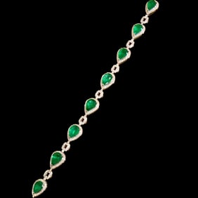 CGRL 18KGOLD DIAMOND AND EMERALD GEMSTONE BRACELET
