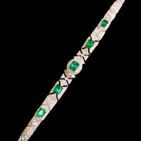 CGRL 18KGOLD DIAMOND AND EMERALD GEMSTONE BRACELET