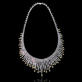 18KGOLD DIAMOND INLAID NATURAL DIAMOND NECKLACE/EVENING NECKLACES