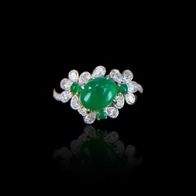 CGRL 18KGOLD DIAMOND AND EMERALD GEMSTONE RING