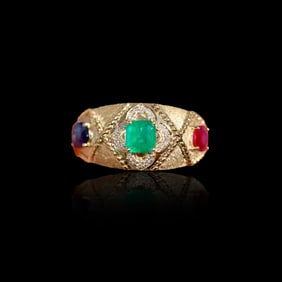 CGRL 18KGOLD DIAMOND AND RUBY RING
