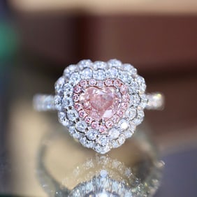 CGRL 18KGOLD DIAMOND INLAY NATURAL PINK DIAMOND RING