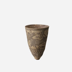 Indus Valley Terracotta Vase with Painted Animal Motifs