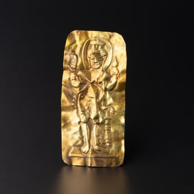 6 Grams Gold Votive Plaque Depicting Vishnu Statue Southeast Asian Region 9th Century