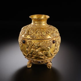 A Sasanian Gold Vessel with Winged Beast Motifs, Circa 5th–7th Century AD