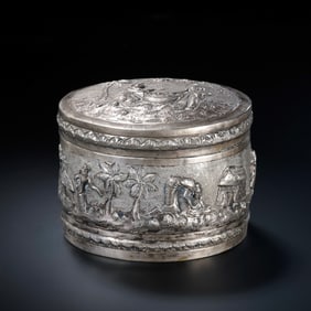 19th-century Victorian-era sterling silver covered jar in Europe