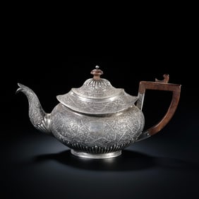 19th-century Victorian-era sterling silver teapot in Europe