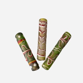 Vintage Multi-Color Glass Antique Beads (3 Pieces)