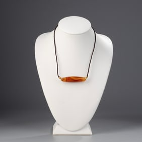 Near Eastern Agate Bead Necklace, Hand-Knotted Design with Soft Fabric