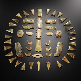 set of jade canopies from the Western Zhou Dynasty (1000-600 BC), consisting of 50 pieces.