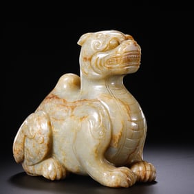 17th century, Hetian white jade beast from the Ming Dynasty, China