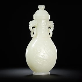 18th century, Qing Dynasty, Hetian white jade vase