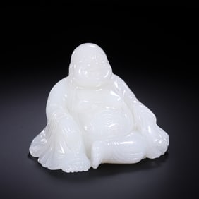 18th-century, Qing Dynasty, Hetian white jade seated Buddha statue