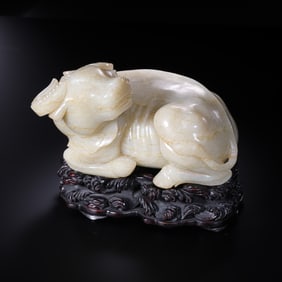 17th-18th century, Hetian white jade ox from the Qing Dynasty, China