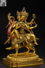A Gilt-Bronze and Gem-Inlaid Multi-Armed Bodhisattva on an Elephant,Six-Character “Da Ming Yongle