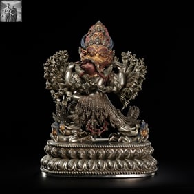 A Large Silver and Gilt Figure of Vajrabhairava (Yam?ntaka) in Yab-Yum,Six-Character “Da Ming