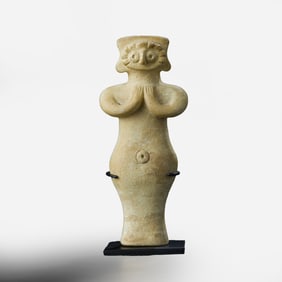 Ancient Near Eastern Soft Marble Stone Bird Face Idol [9.4 x 22.4cm, 1.3kg]