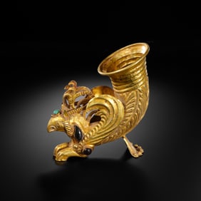 A Sasanian Empire Gold Rhyton in the Form of a Phoenix, Circa 5th–7th Century AD