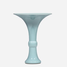 An 18th-century celadon vase from the Qing Dynasty in China bearing the six-character mark "Made in