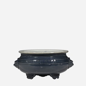 18th century, Qing Dynasty, China, celadon-glazed tripod censer