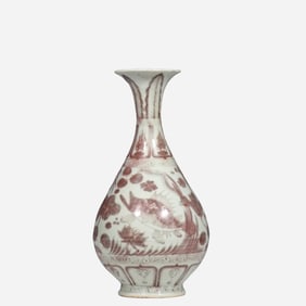 Blue and white underglaze red Yuhuchun vase, Ming Dynasty, 14th-15th century AD