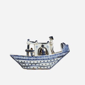 Blue and white porcelain ornaments from the Ming Dynasty in China, 14th-15th centuries AD.