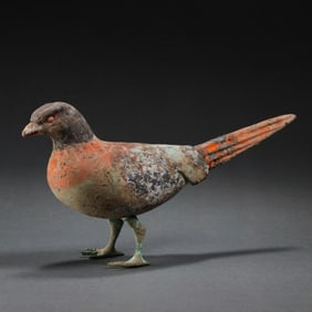 Painted bronze doves from the Han Dynasty in China, dating from the 1st century BC or later.