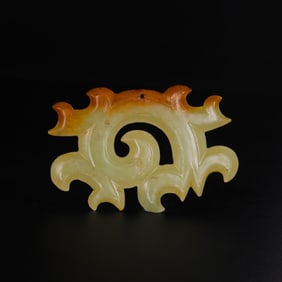 Neolithic period, Hongshan culture, greenish-yellow jade hook-shaped pendant