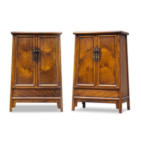 A pair of Chinese Ming Dynasty huanghuali noodle cabinets from the 17th century or later.