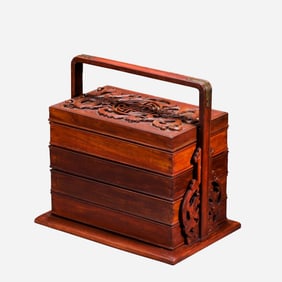 18th century, Chinese Qing Dynasty, four-tiered rosewood food box