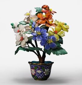 18th century, Chinese Qing Dynasty enamel-painted multi-treasure flowerpot