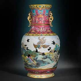 A Magnificent Famille-Rose Reticulated Revolving Vase, with “Qianlong Nian Zhi?? Mark, Qing