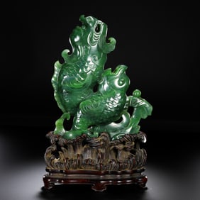 18th century, Qing Dynasty, China, jade fish and dragon flower vase