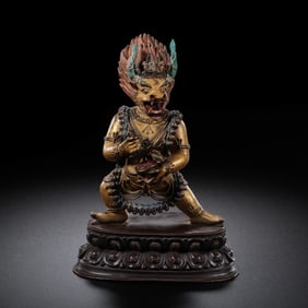 18th-century Chinese Qing Dynasty gilt bronze Vajra standing statue