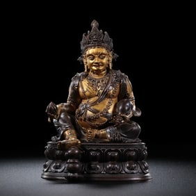18th-century Chinese Qing Dynasty gilt bronze seated God of Wealth
