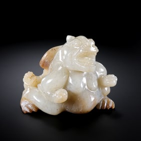 Jade auspicious beasts from Hetian jade, dating from the 1st to 3rd centuries AD, China.