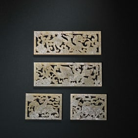 A set of Hetian jade mythical beast ornaments from the 7th-8th century AD or later.