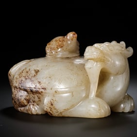 Jade auspicious beasts from Hetian, China, dating from the 2nd to 3rd centuries AD.