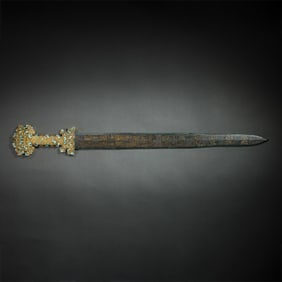 Gilt bronze sword inlaid with gold and silver and turquoise, dating from the 2nd century BC or later
