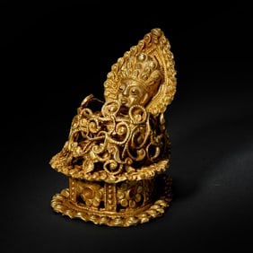 Pure gold hat ornament from the Liao Dynasty in China, 11th century AD.