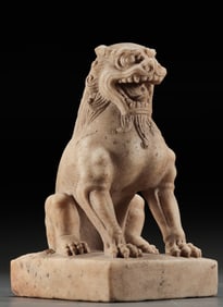 White marble lion from the Tang Dynasty in China, 7th-9th centuries AD