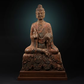 4th-5th century AD, Northern Wei Dynasty, painted bluestone seated Buddha statue