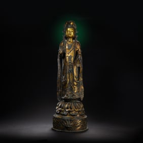 Gilt bronze standing Guanyin statue from the Dali Kingdom (10th-13th centuries AD)