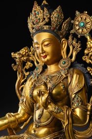 A Gilt-Bronze and Gem-Inlaid Figure of Green Tara Ming Dynasty (15th–16th century)