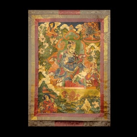 Painted Thangka of Guru Buddha from the Ming Dynasty in China, 17th century or later.
