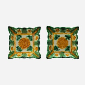 A 10th-century Chinese Liao Dynasty tricolor square plate