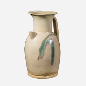 celadon-glazed ewer with brown decoration from the Changsha kiln during the Tang Dynasty (7th-9th